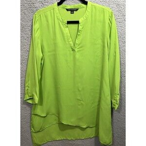 Zac & Rachel Green Blouse Large Shirt Tunic Short SleeveFormal Cocktail Sz L
